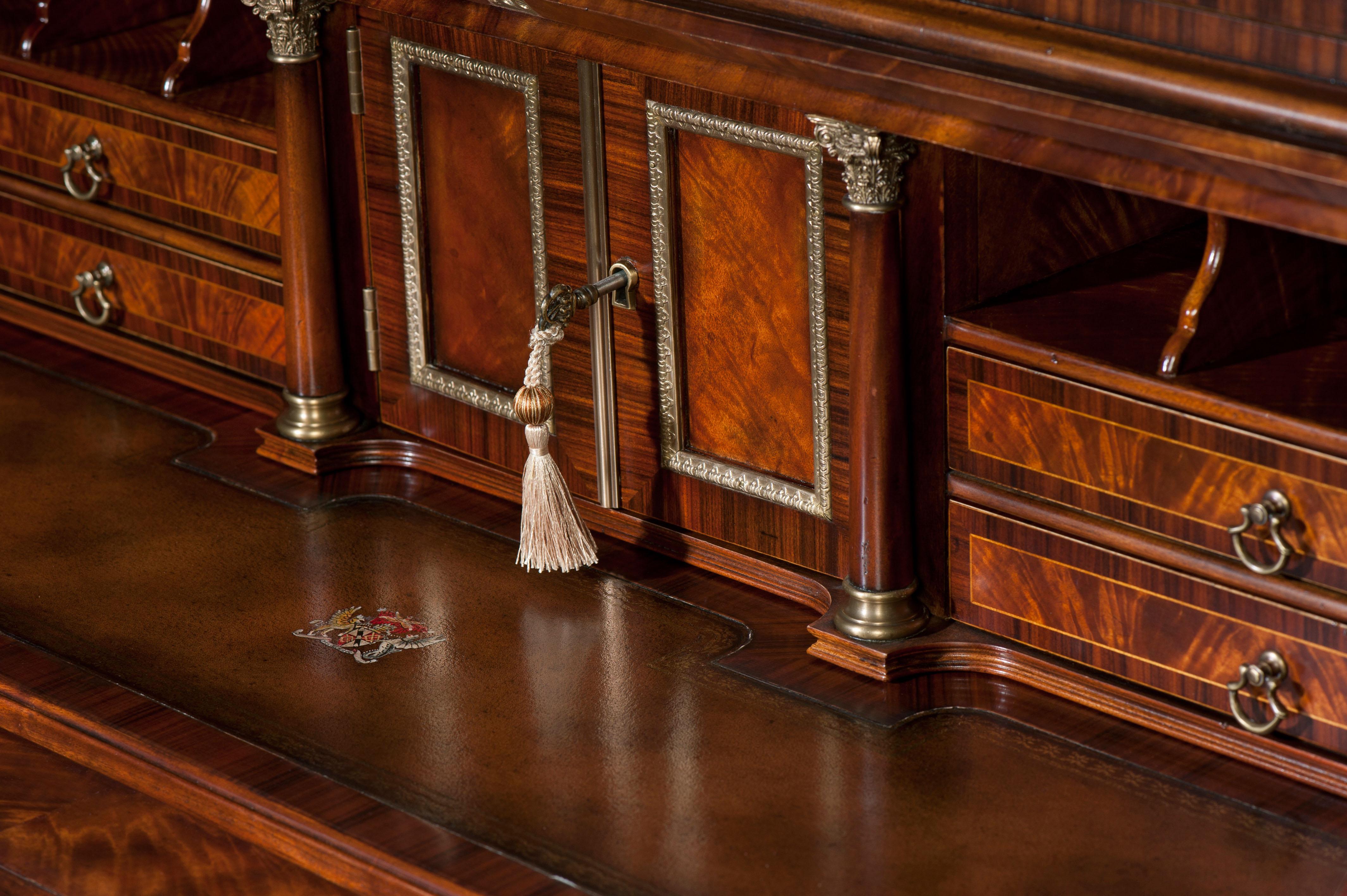 Contemporary George II Style Mahogany Secretary Bookcase For Sale