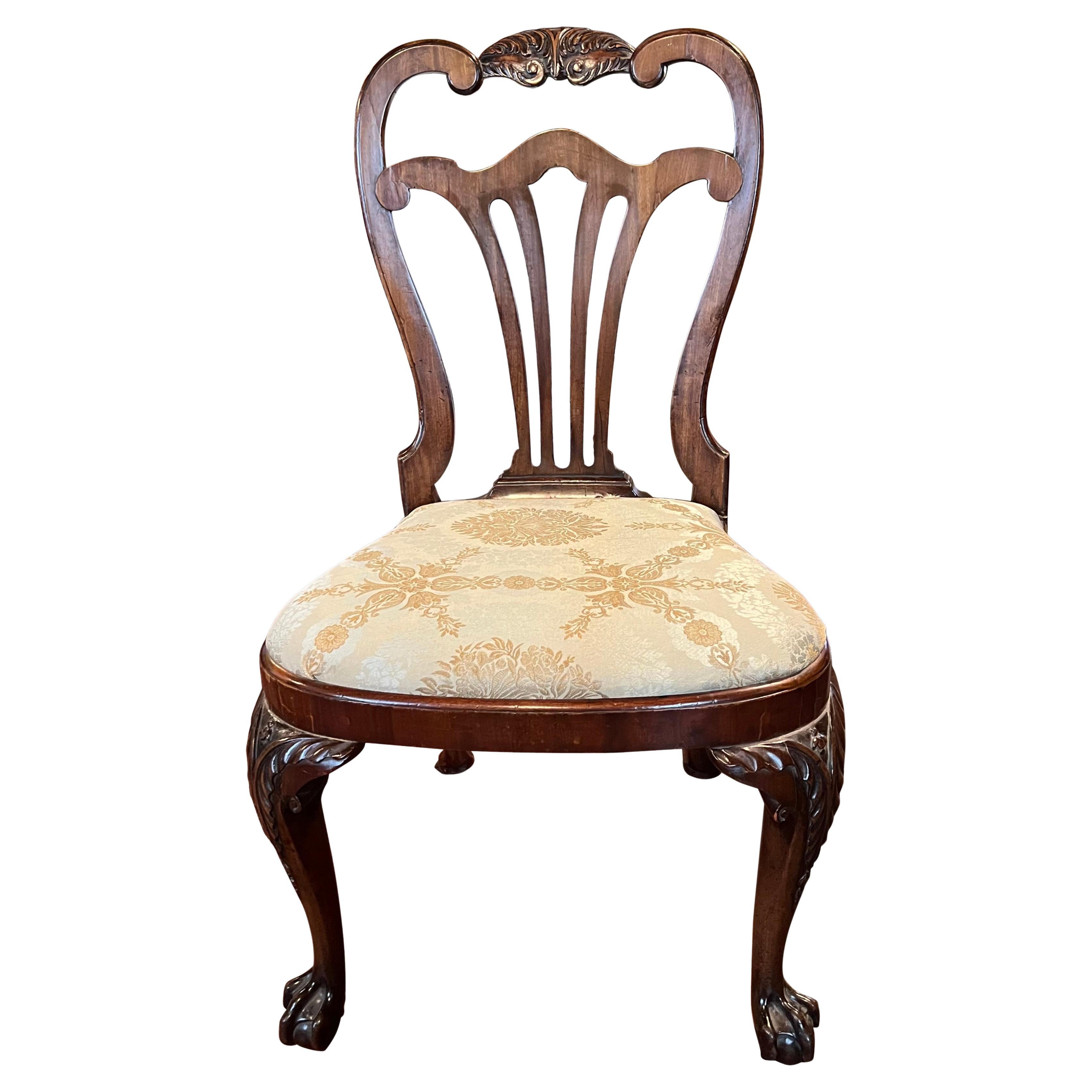 George II Mahogany Side Chair with Cabriole Legs and Ball and Claw Feet