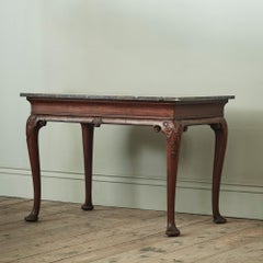 George II Mahogany Side Table with Highly Figured “Fossil Brown” Marble Top