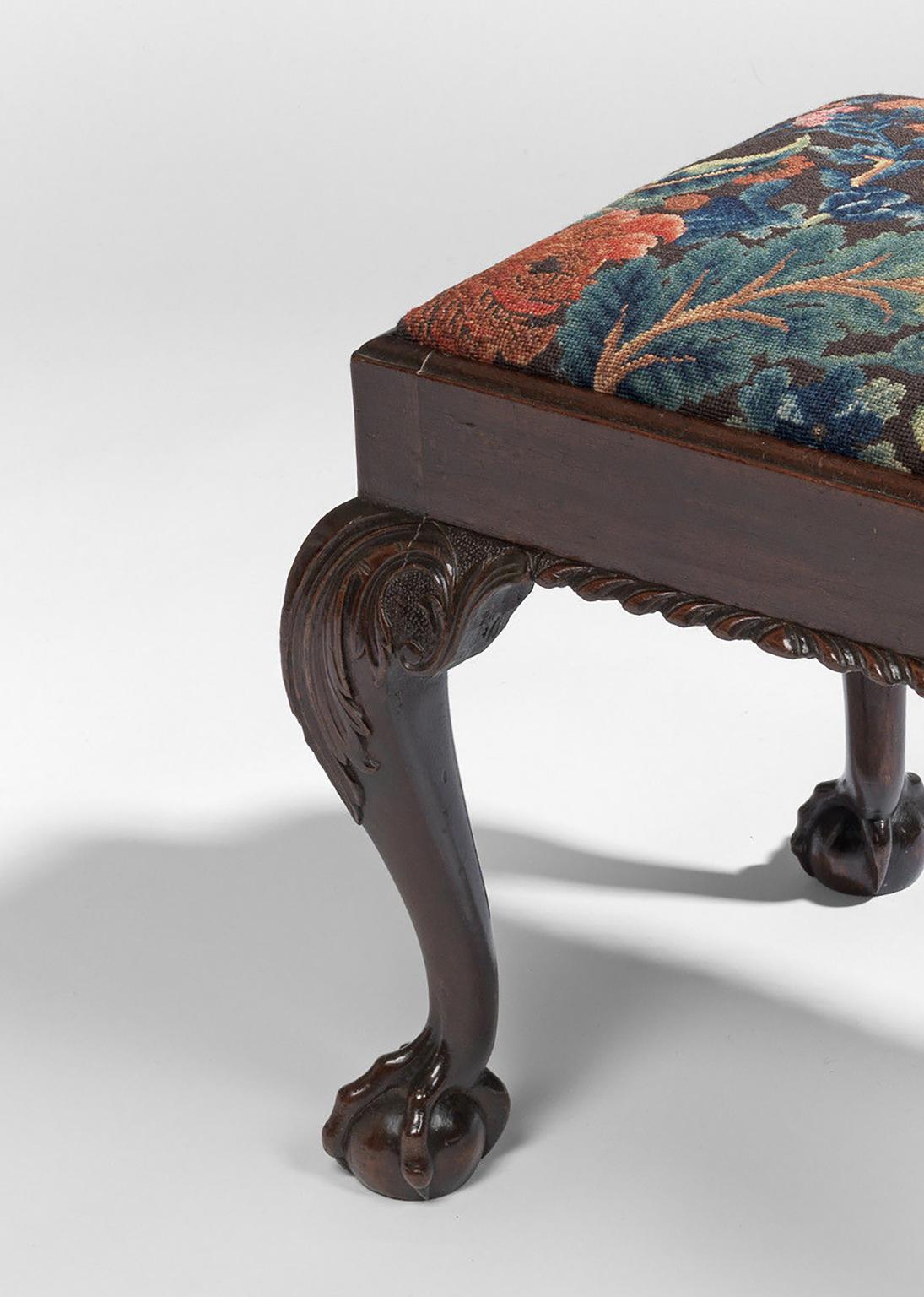 Carved George II Mahogany Stool For Sale