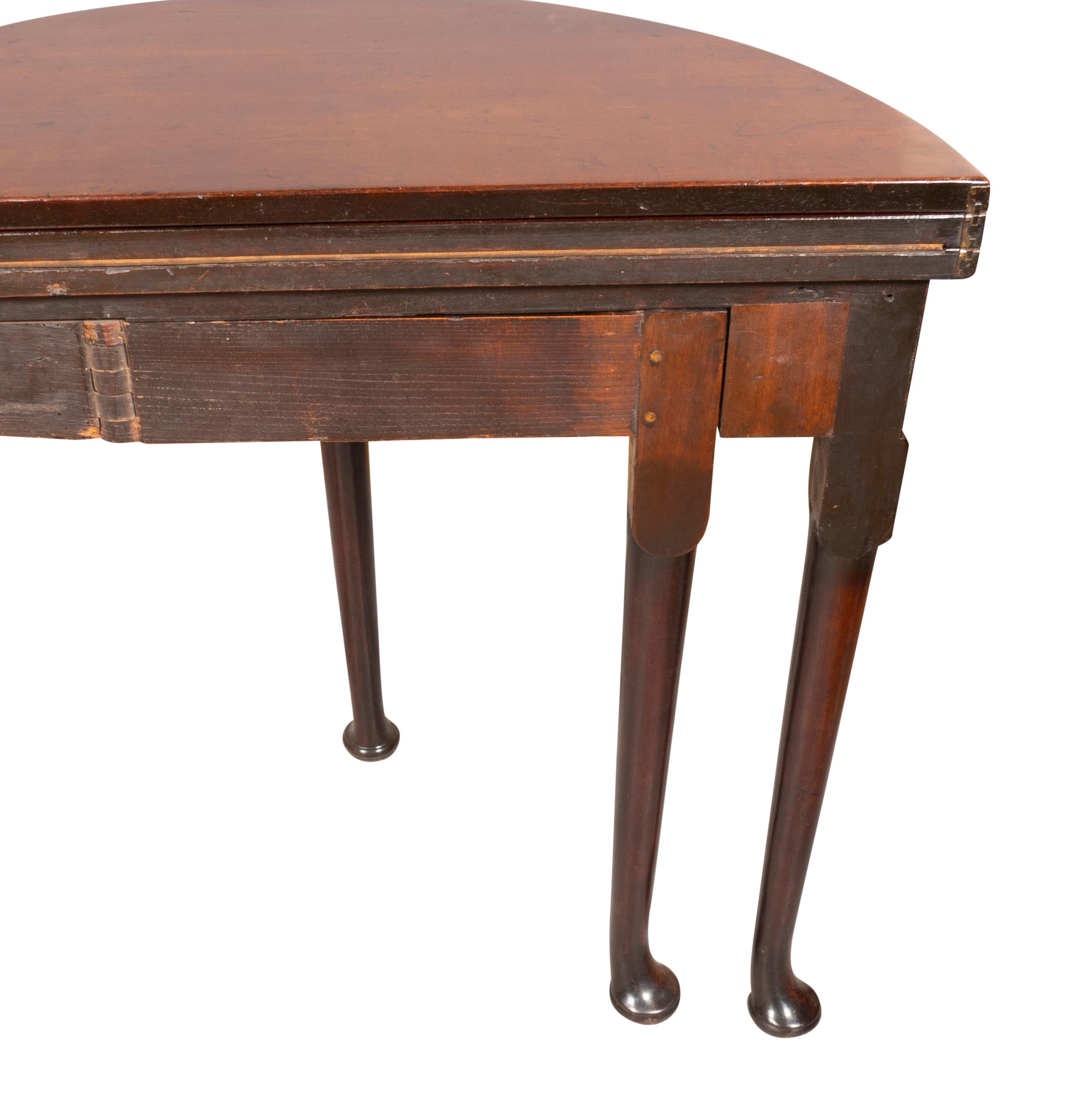 George II Mahogany Triple Top Demilune Games Table For Sale 10