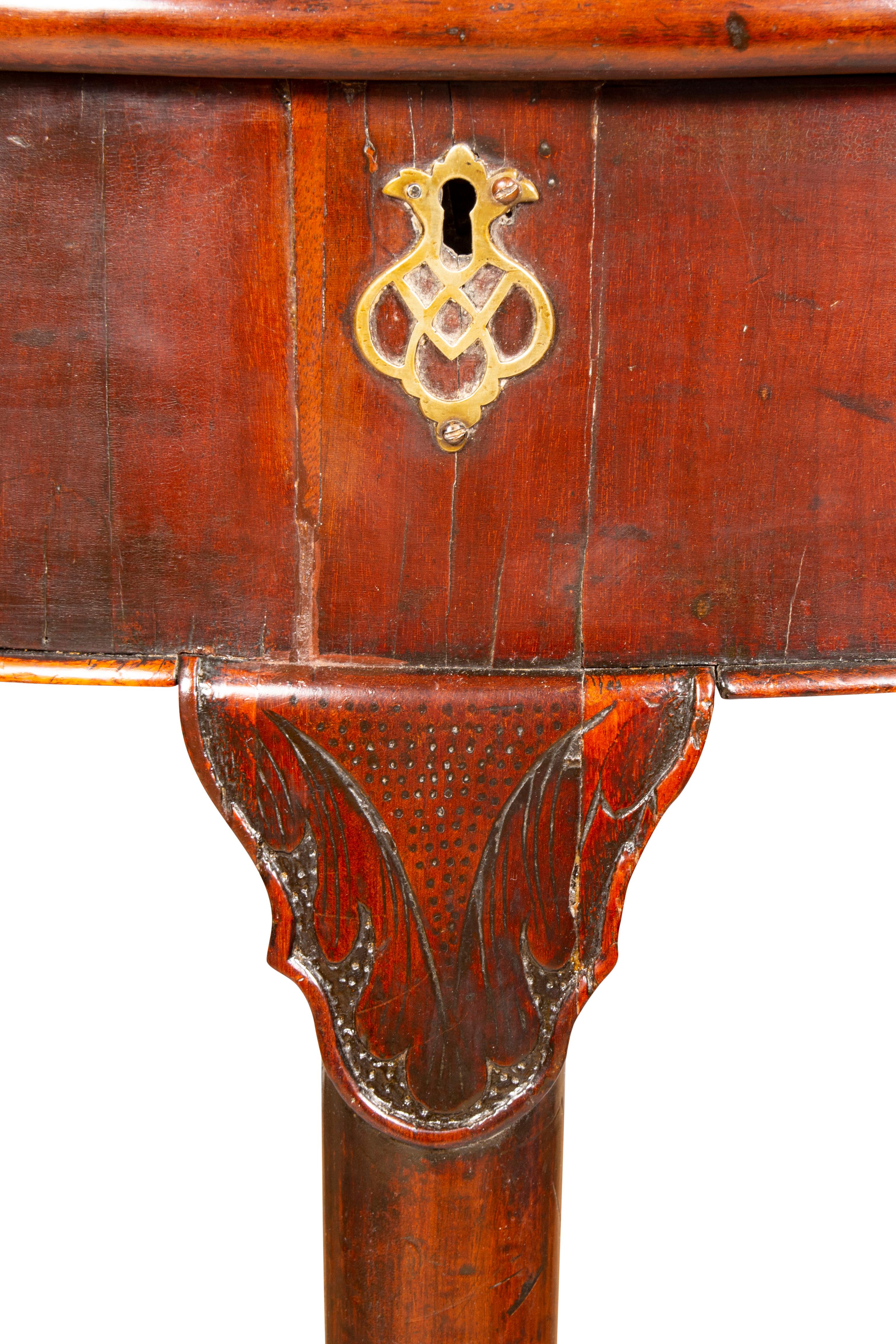 George II Mahogany Triple Top Demilune Games Table For Sale 14
