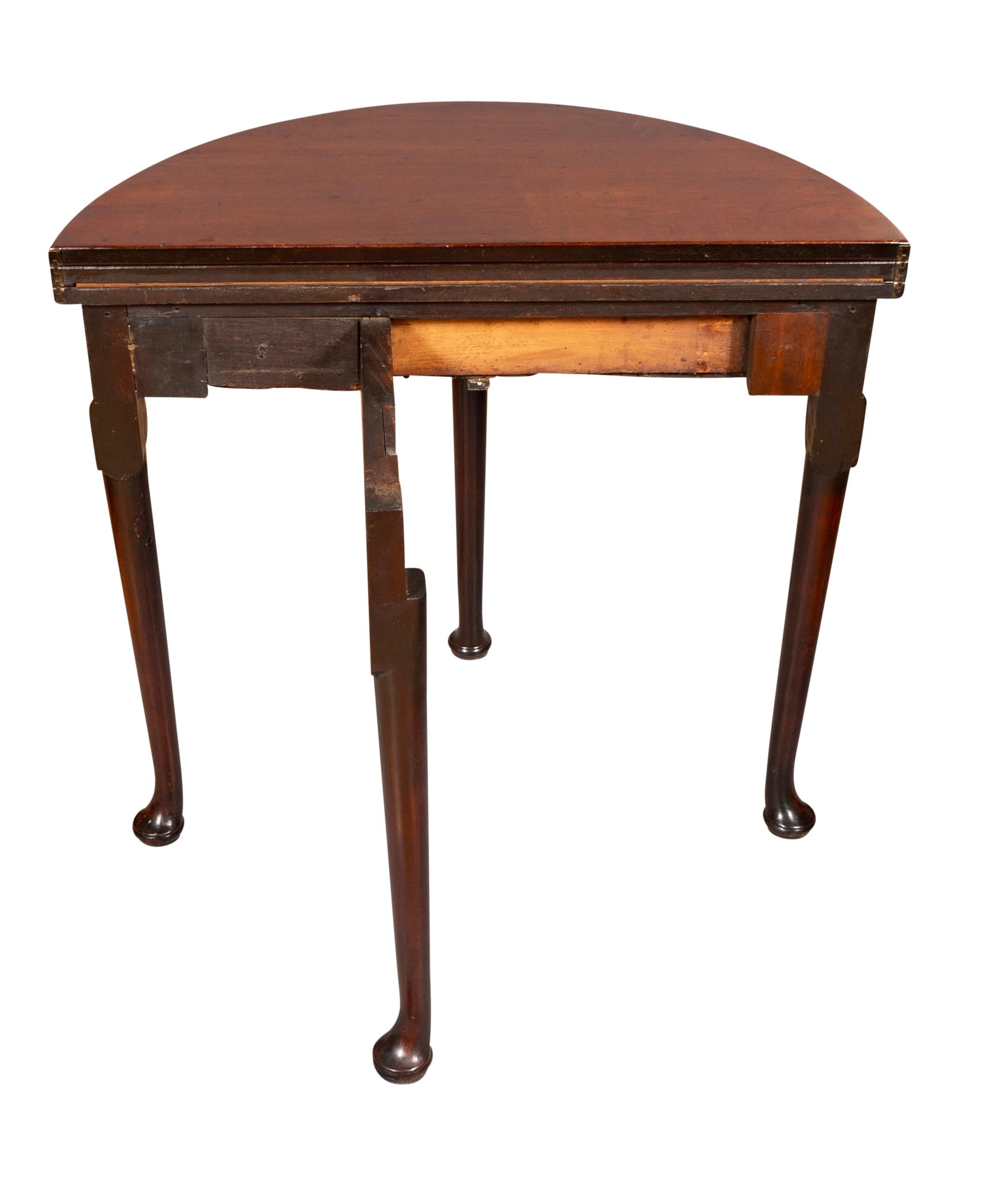 George II Mahogany Triple Top Demilune Games Table For Sale 1