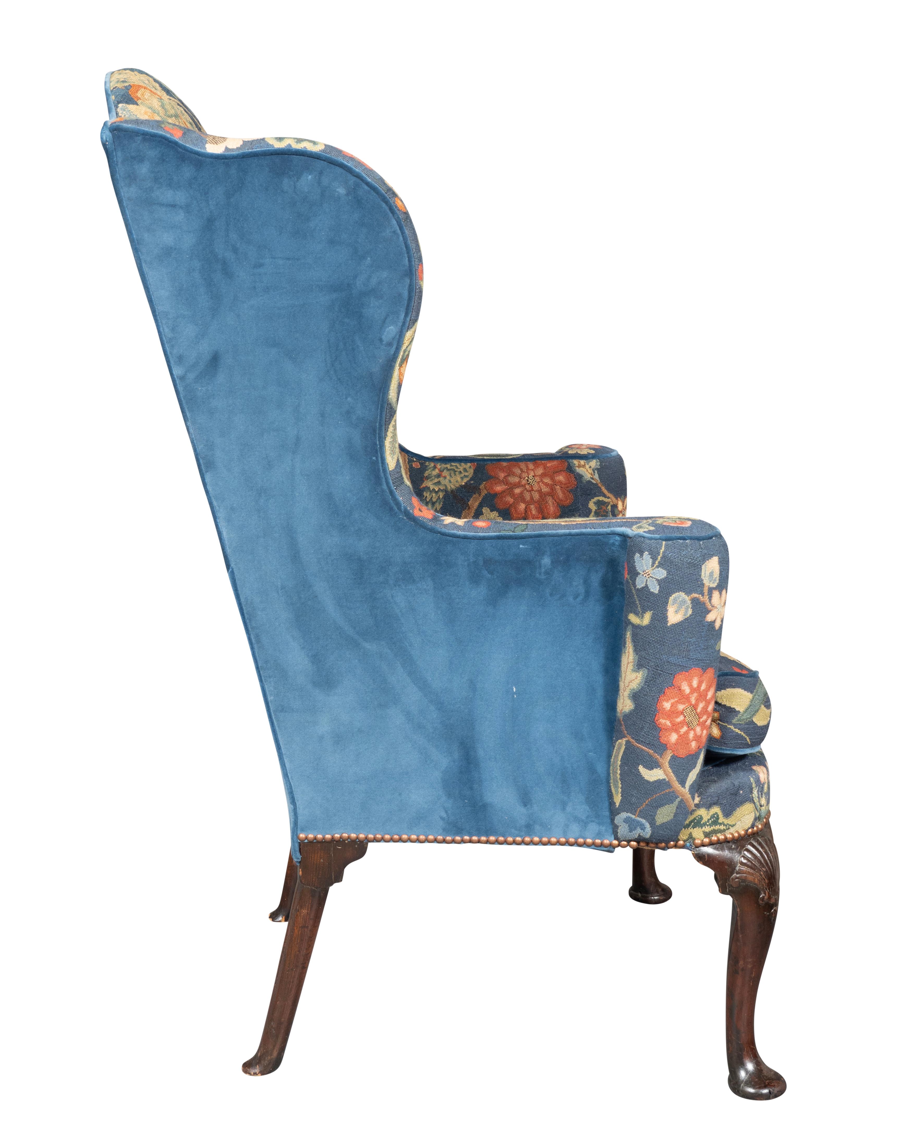 English George II Mahogany Wing Chair For Sale
