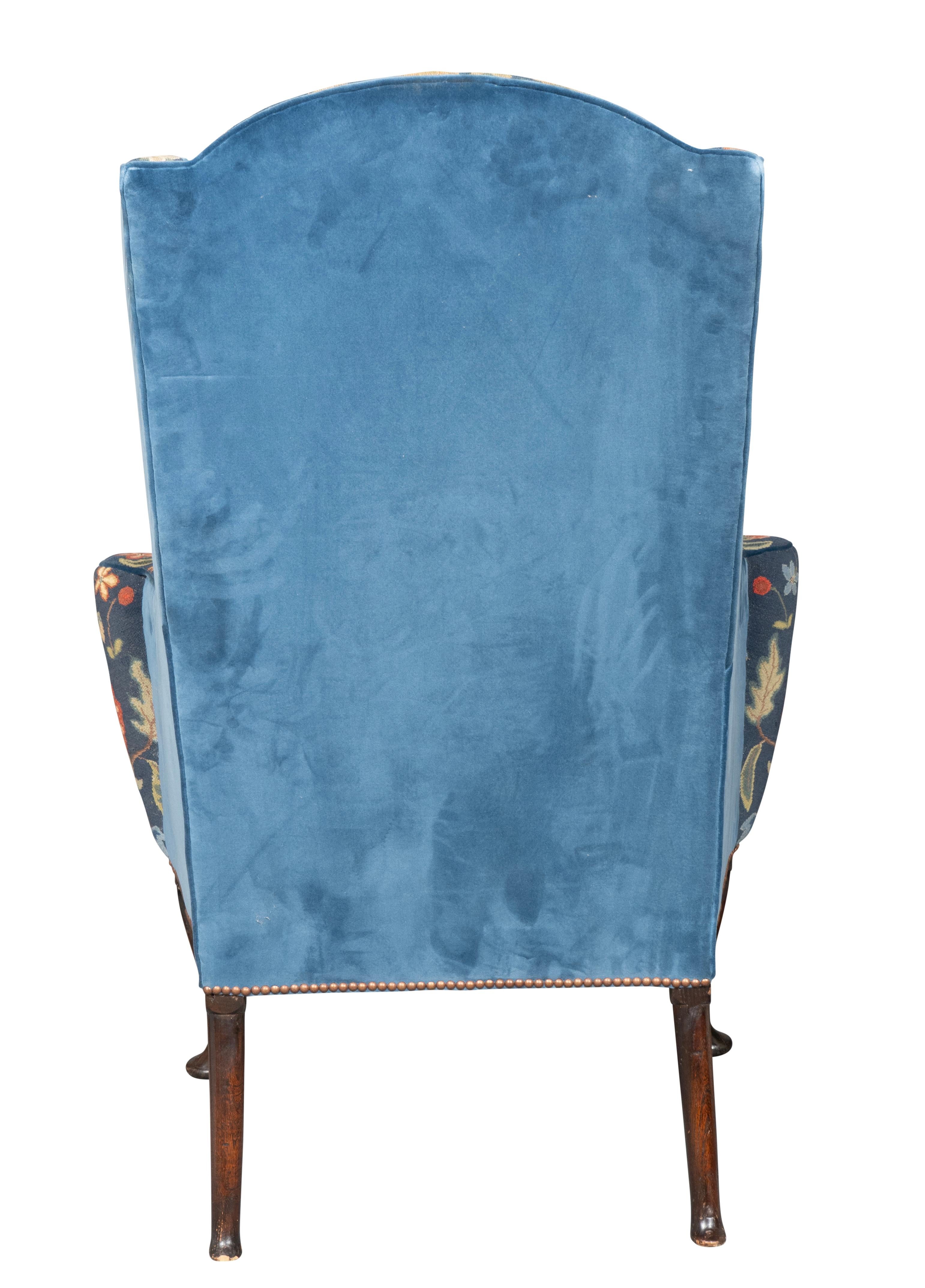 George II Mahogany Wing Chair In Good Condition For Sale In Essex, MA