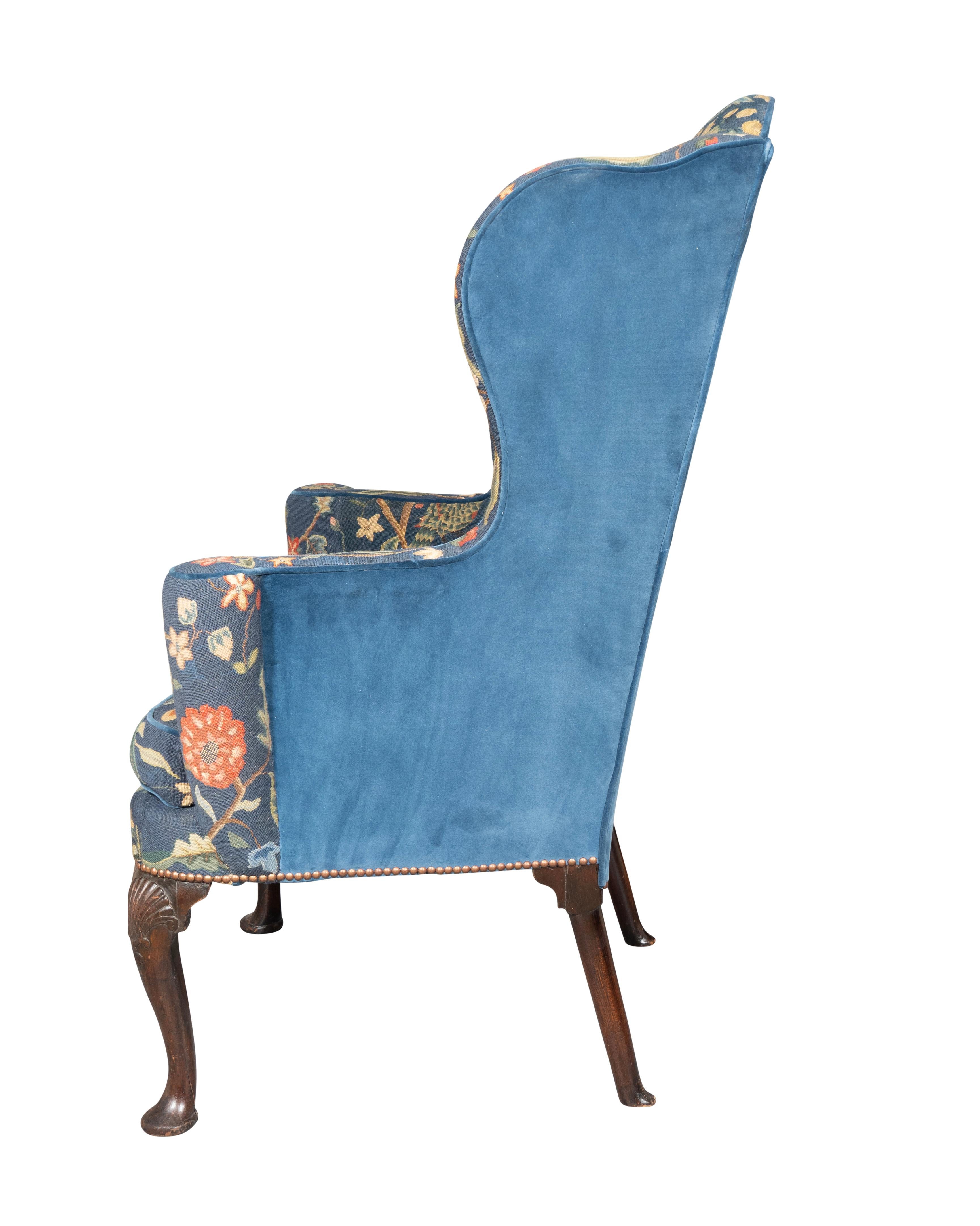 Mid-18th Century George II Mahogany Wing Chair For Sale