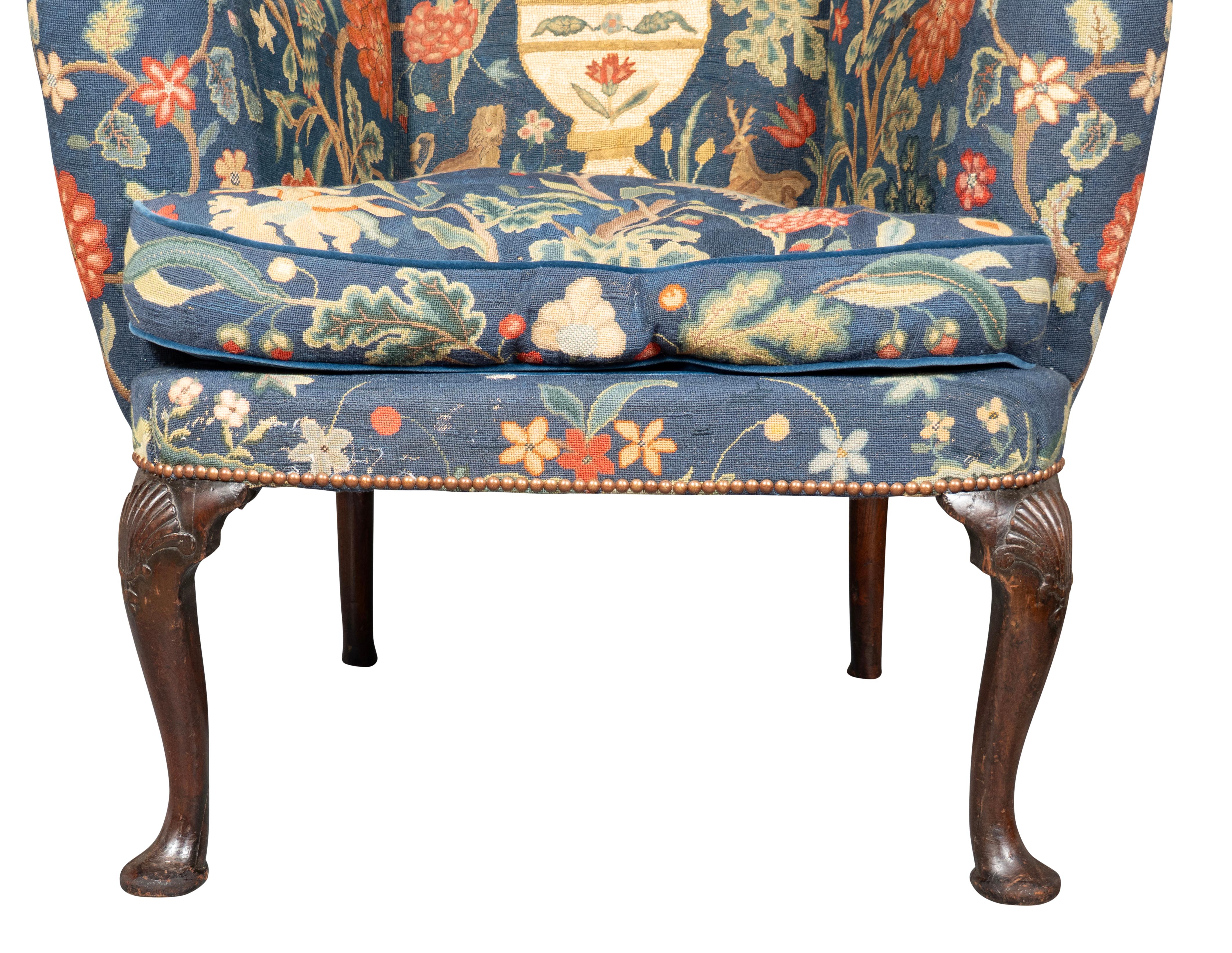 George II Mahogany Wing Chair For Sale 2