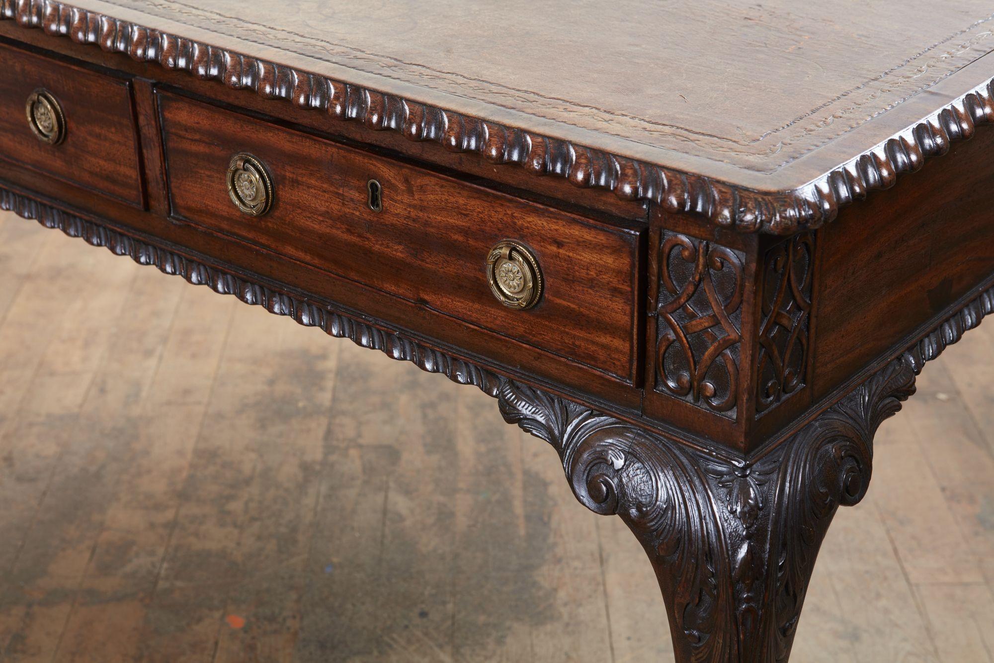 Carved George II Mahogany Writing Table For Sale