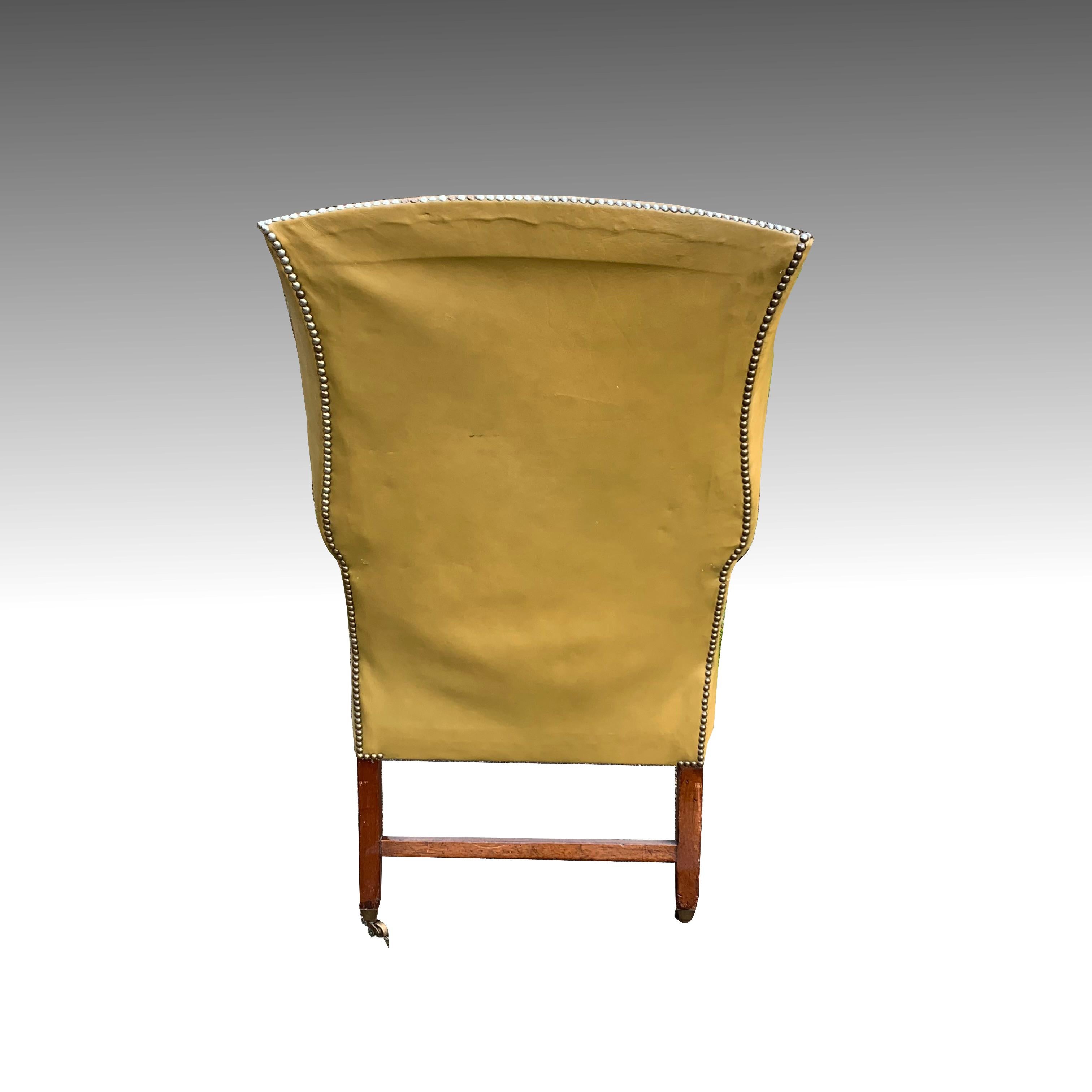 Early 19th Century George II Mahognay Wing Armchair in Leather