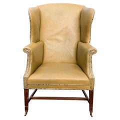George II Mahognay Wing Armchair in Leather