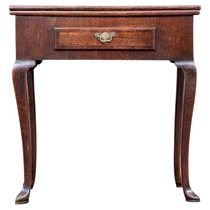 George II Oak Flip Top Gate Leg Games Table for Restoration For Sale