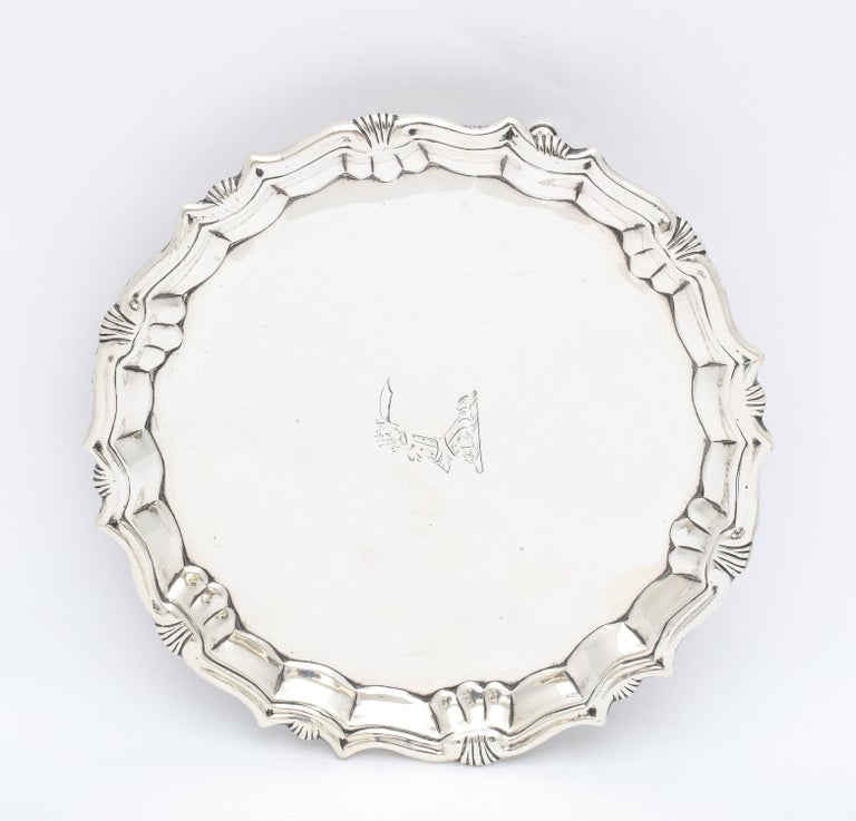 English George II Period '1744' Sterling Silver Footed Salver/Tray For Sale