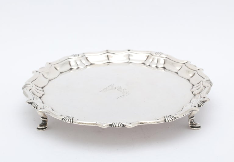 Mid-18th Century George II Period '1744' Sterling Silver Footed Salver/Tray For Sale