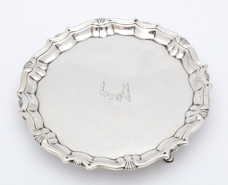 George II Period '1744' Sterling Silver Footed Salver/Tray For Sale 2