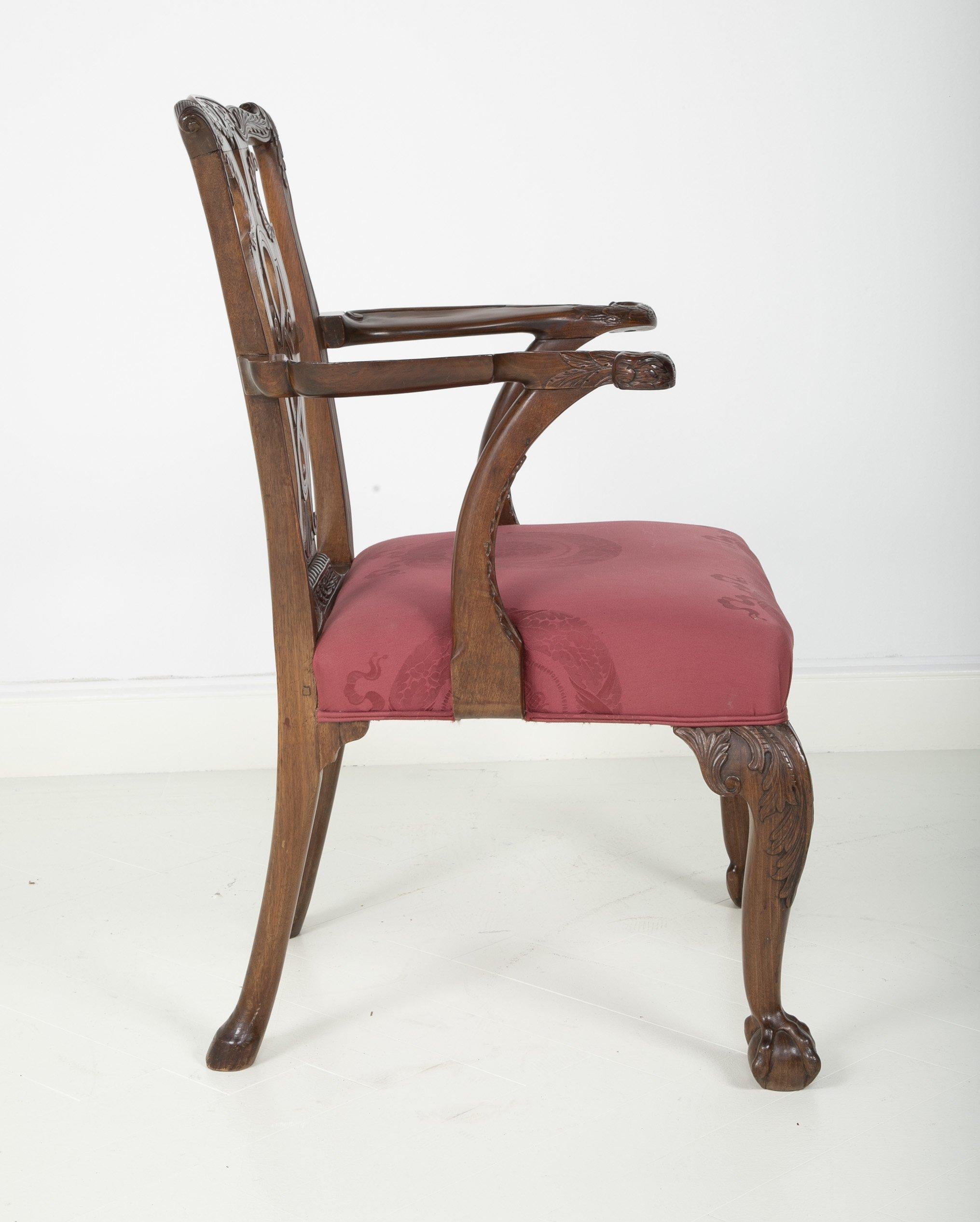 George II Period Carved Armchair of Padouk Wood In Good Condition For Sale In Westwood, NJ