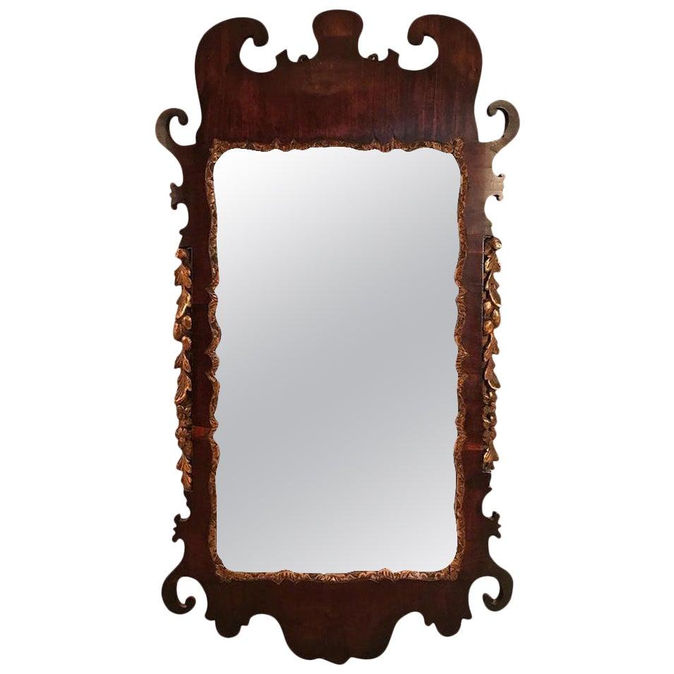 George II Period Mahogany Carved Wall Pier Mirror For Sale