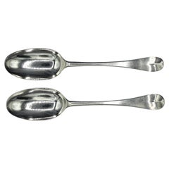 George II Period Pair of Hanoverian Pattern Sterling Silver Tablespoons