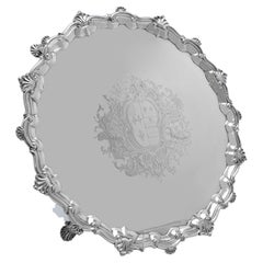 George II Period Rococo Sterling Silver Salver - 109 Troy Ounces - 21" Diameter