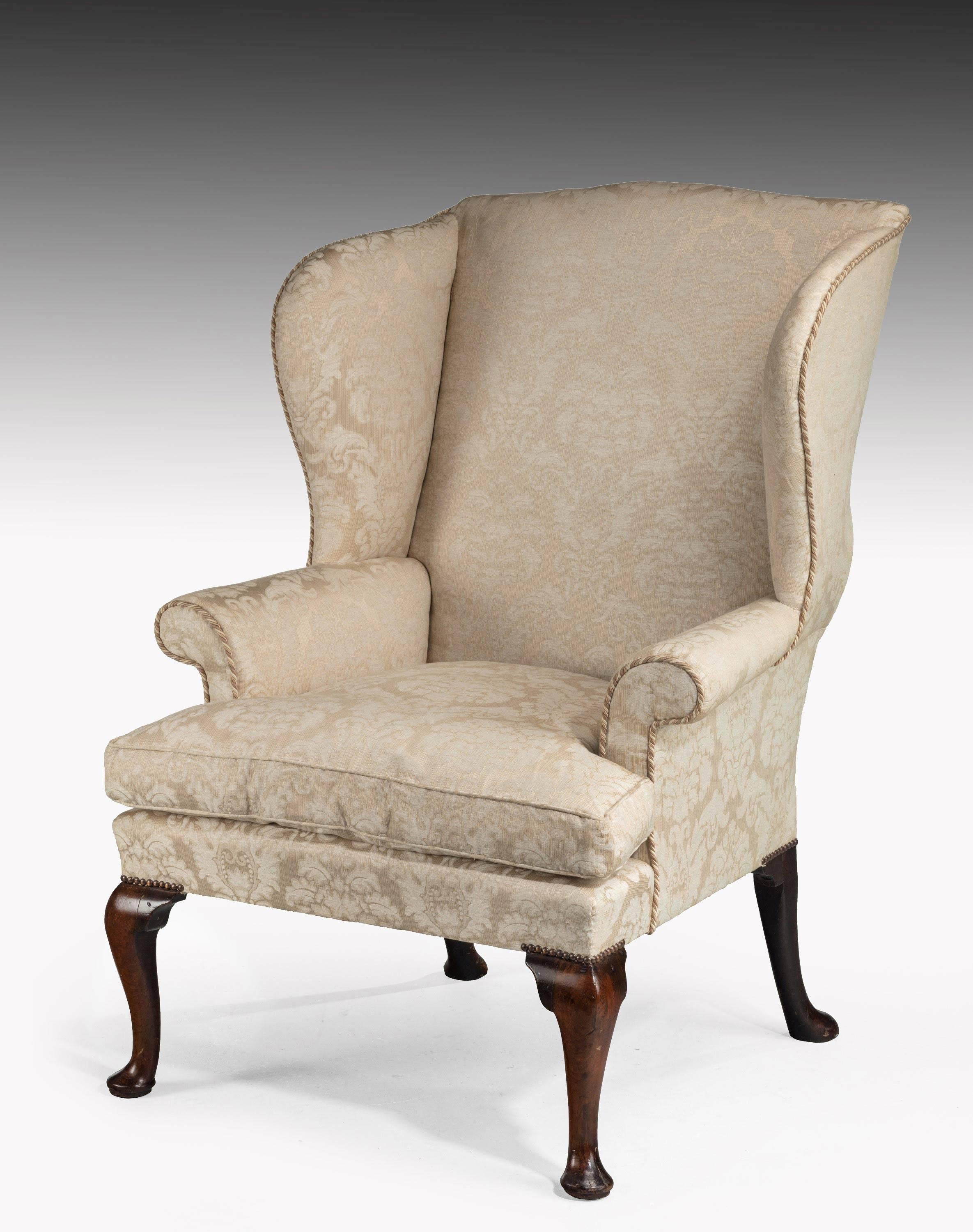 George II Period Walnut Framed Wing Chair 1