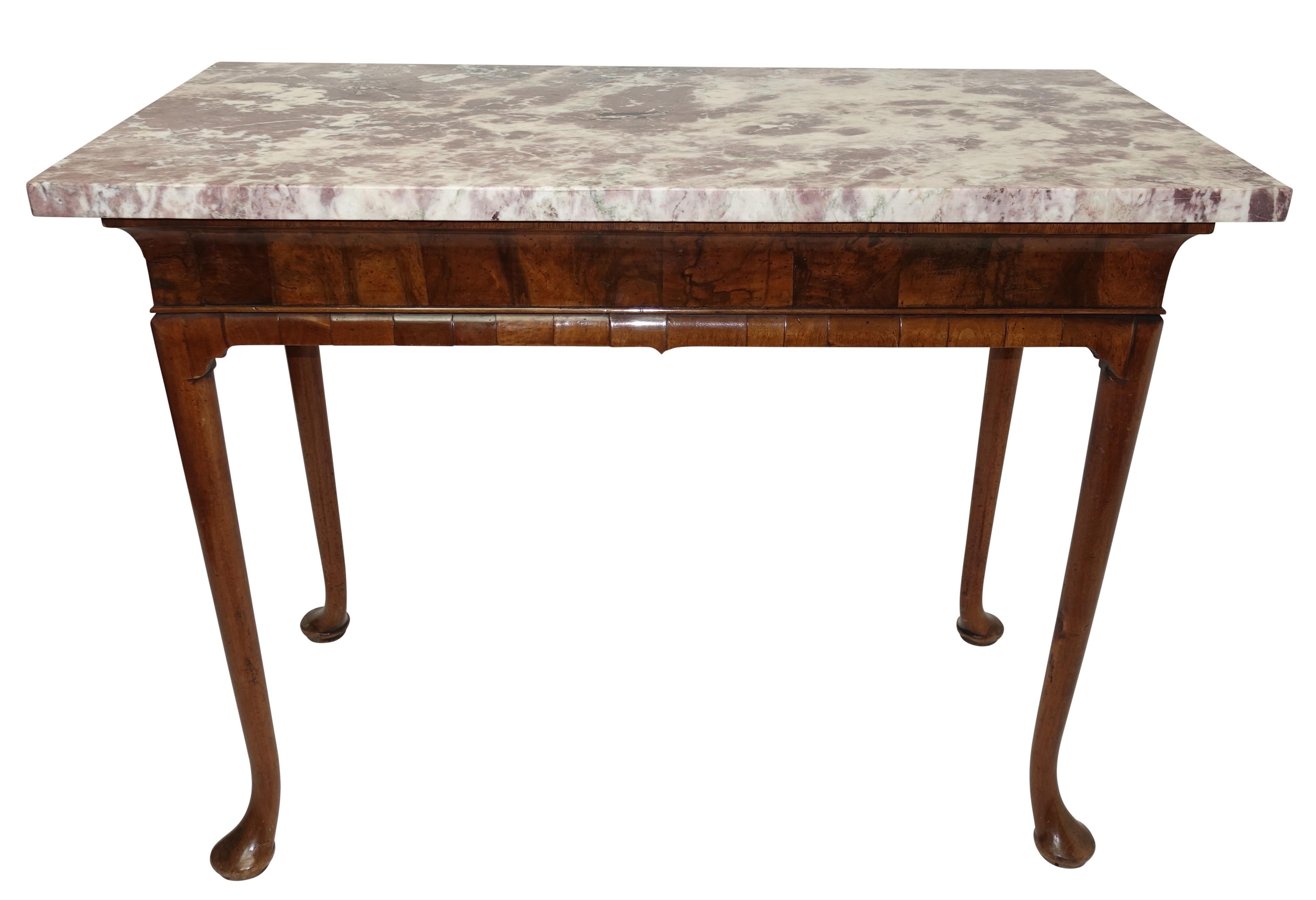 George II Period Walnut Pier / Console Table with Marble Top For Sale 6