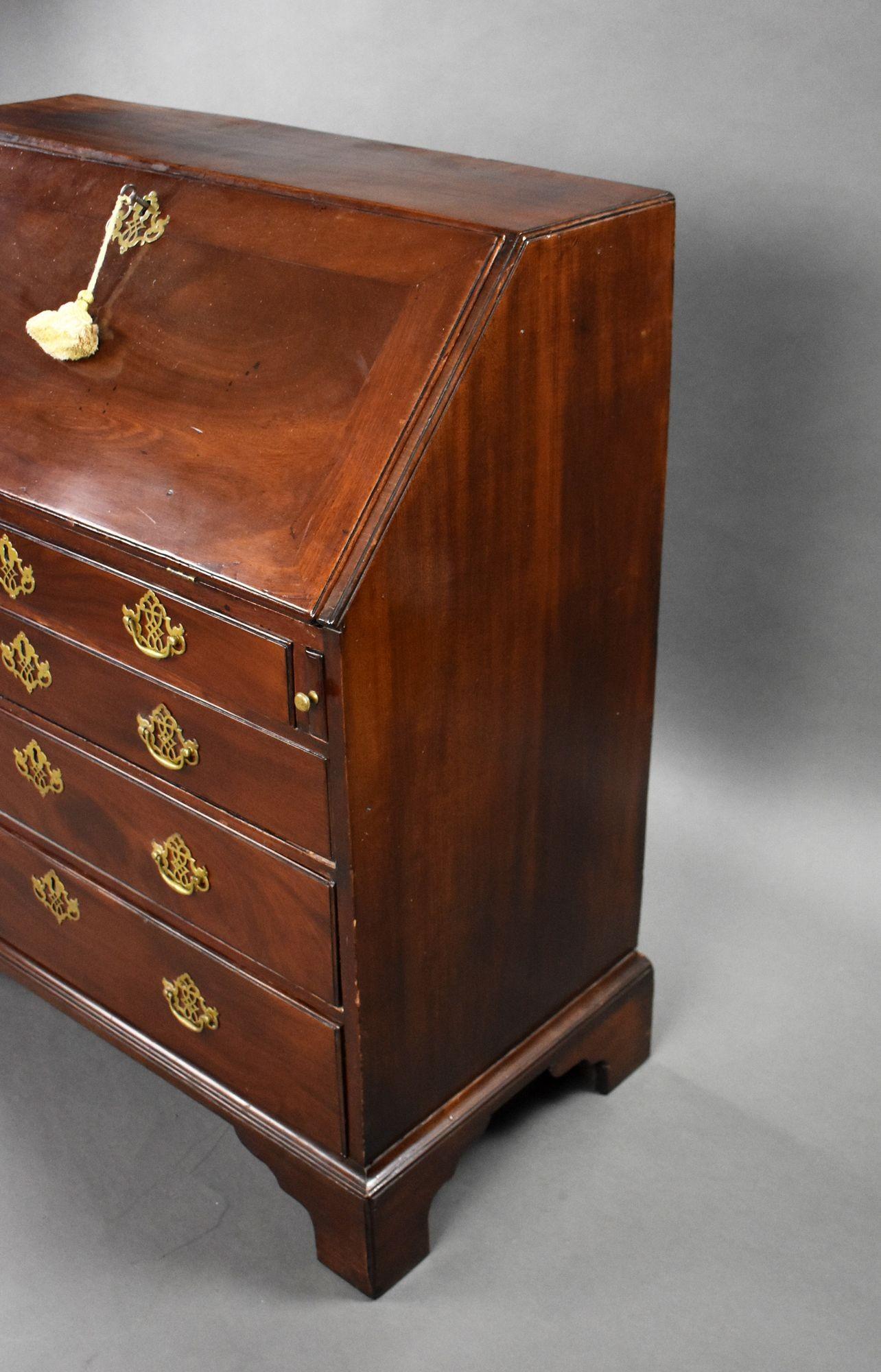 18th Century and Earlier George II Red Walnut Bureau For Sale
