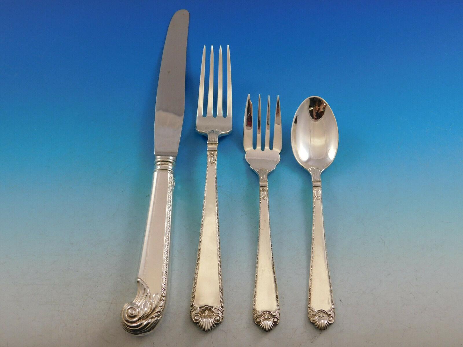 Impressive George II by Birks Sterling Silver flatware set - 69 pieces. This set includes:

8 dinner size knives w/pistol grip handles, 9 3/4
