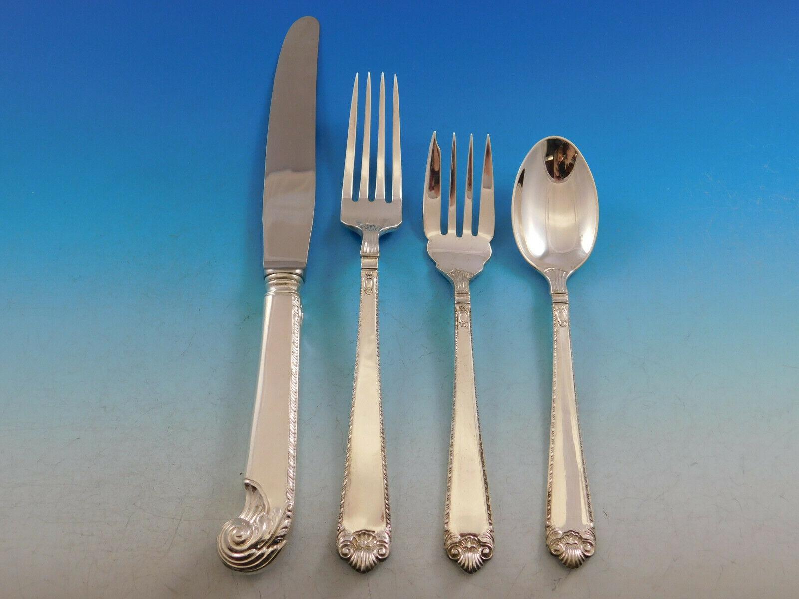 George II Rex by Birks Sterling Silver Flatware Set Service Dinner 69 Pieces In Excellent Condition In Big Bend, WI
