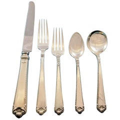 Service de couverts de table en argent sterling George II Rex par Watson, 60 pièces