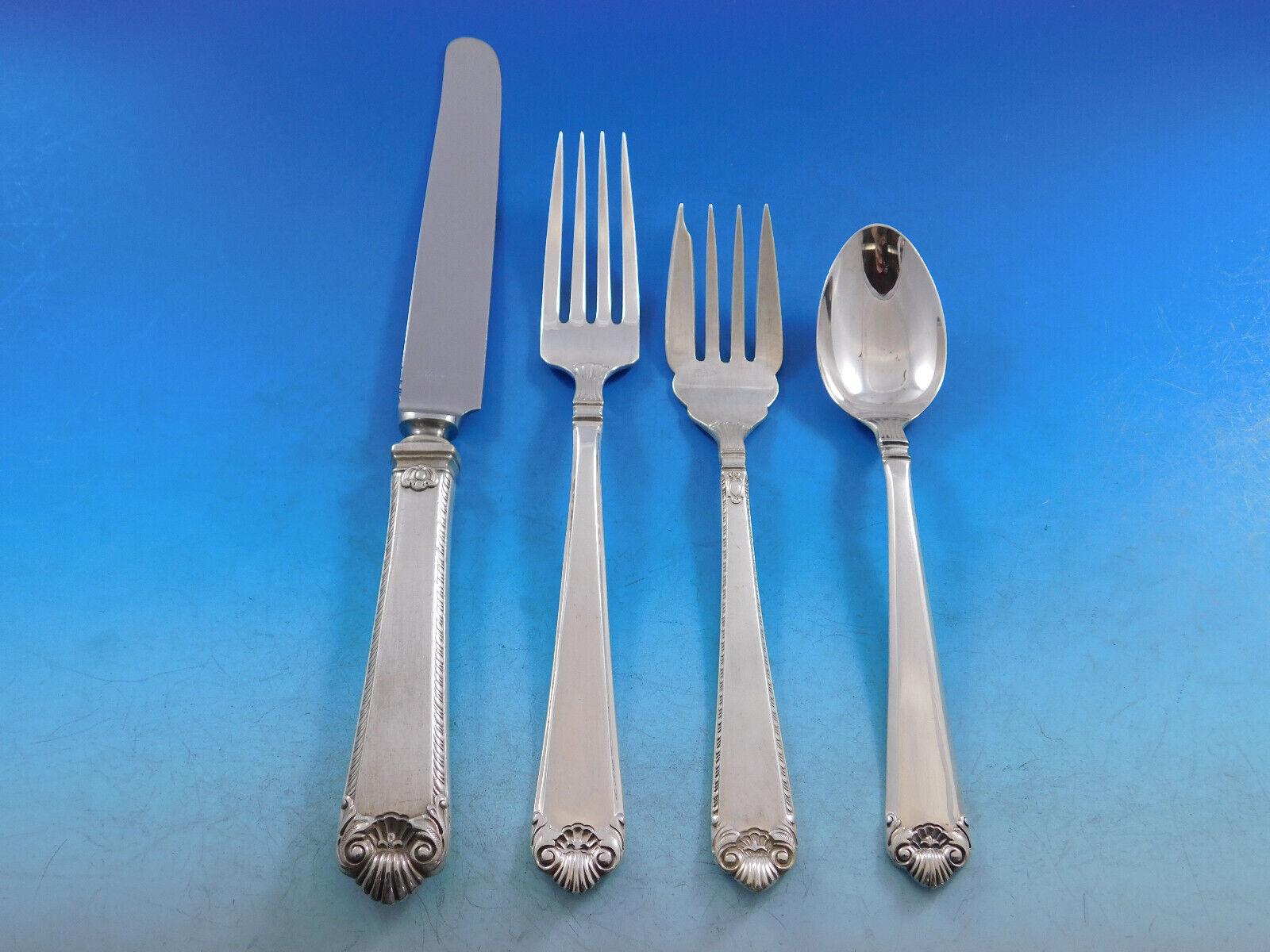 George II Rex by Watson Sterling Silver Flatware Set 81 Pc Dinner & Lunch for 6 In Excellent Condition For Sale In Big Bend, WI