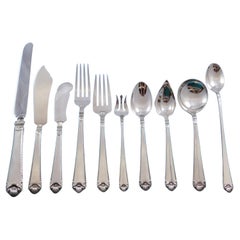 Used George II Rex by Watson Sterling Silver Flatware Set for 12 Service 123 Pieces