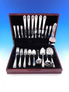 George II Rex by Watson Sterling Silver Flatware Set Service 59 pc Dinner S Mono