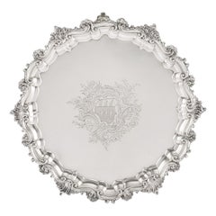 George II Rococo Salver Made in London in 1746 by John Swift
