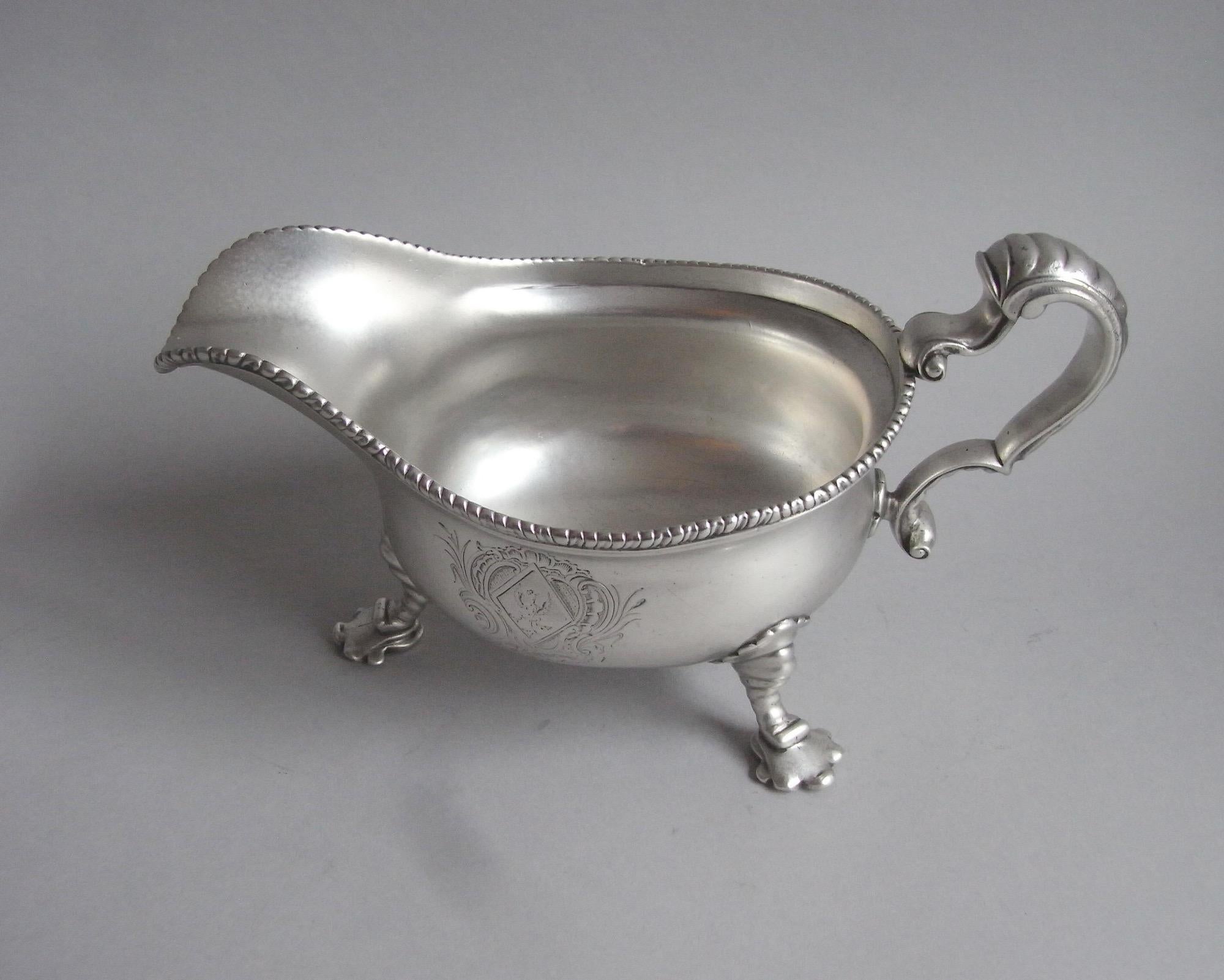 18th Century and Earlier George II Sauceboat Made in London by William Cripps, 1753 For Sale