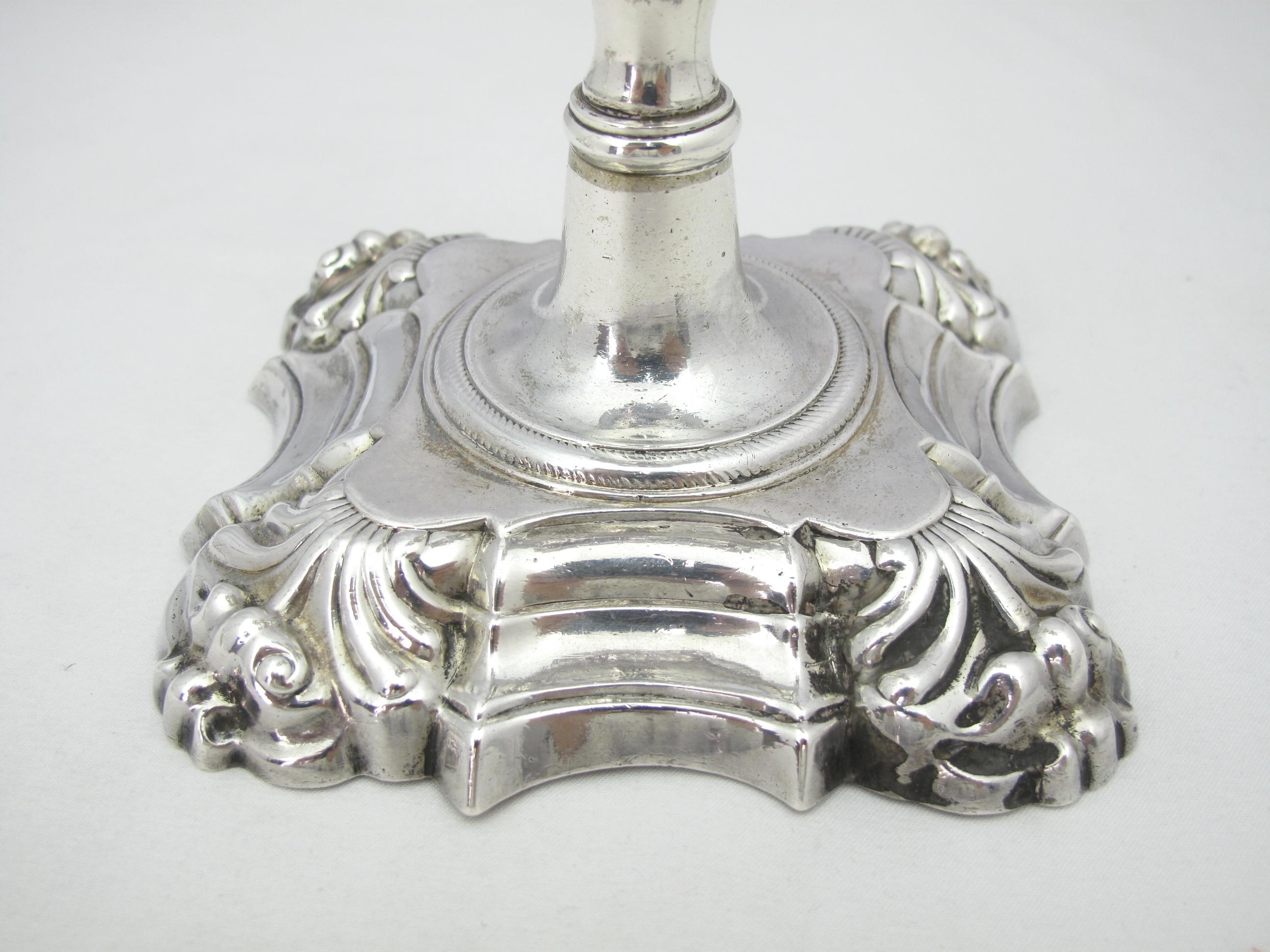 George II Silver Candlesticks by John Cafe, London 1752 In Good Condition For Sale In Portland, OR