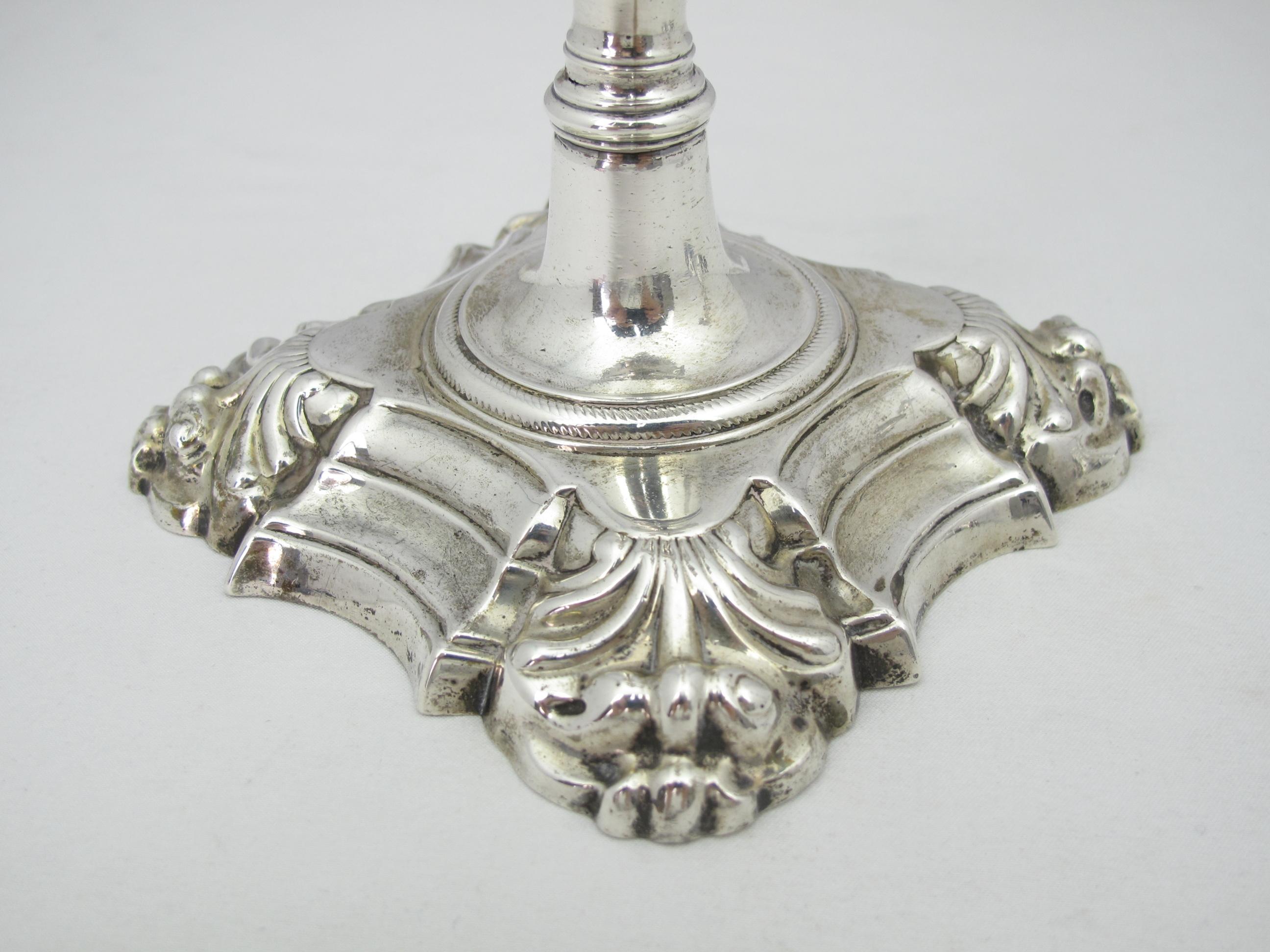 George II Silver Candlesticks by John Cafe, London 1752 For Sale 1