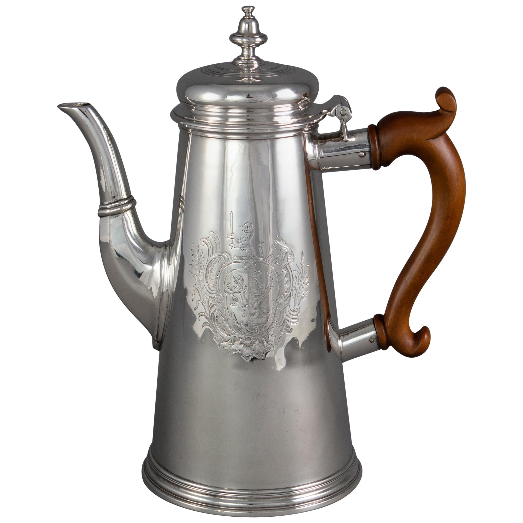 George II Silver Coffee Pot London 1730 by Thomas Farren