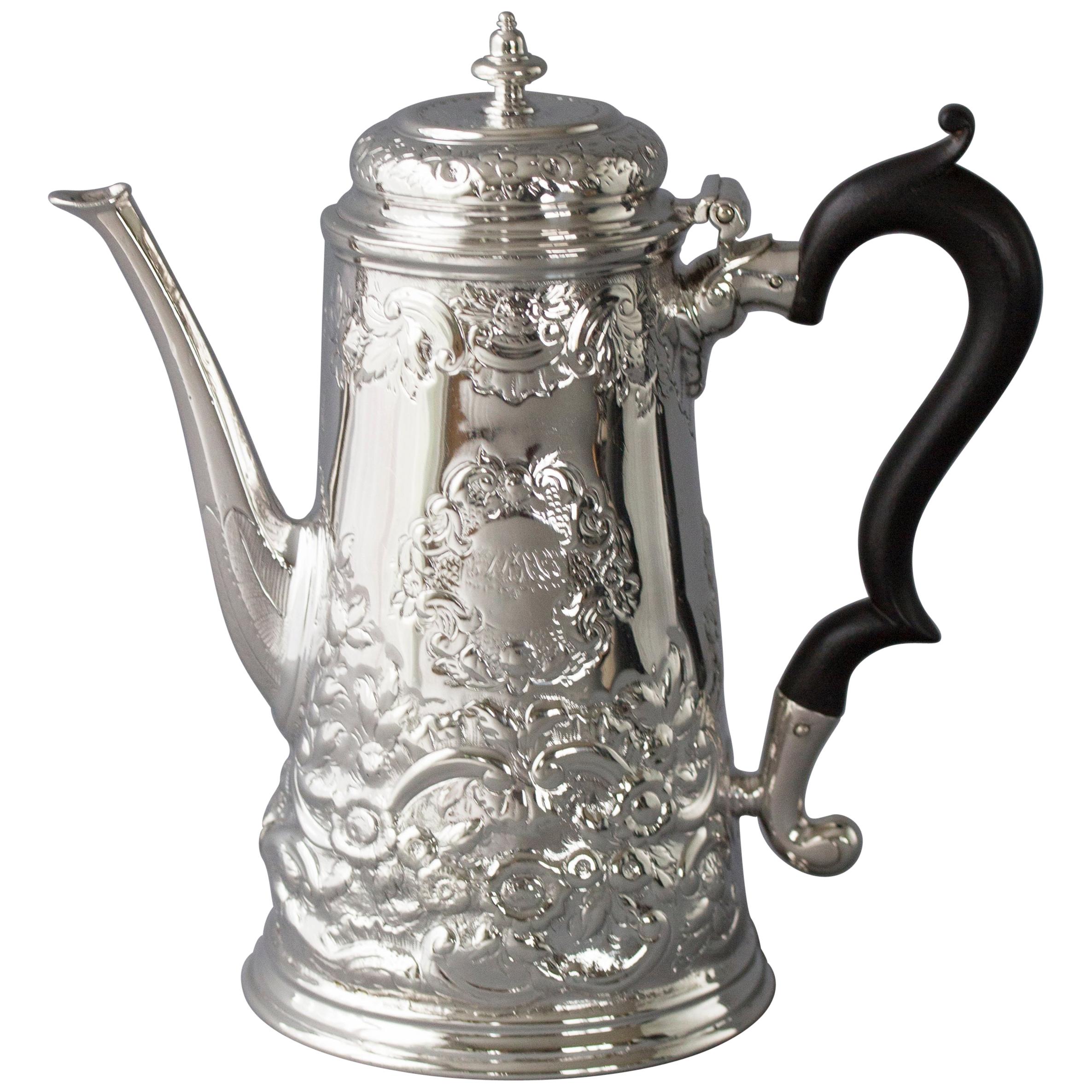 George II Silver Coffee Pot London 1730 Simon Pantin II
