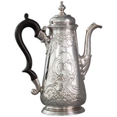 George II Silver Coffee Pot London 1738 by Christian Hillan