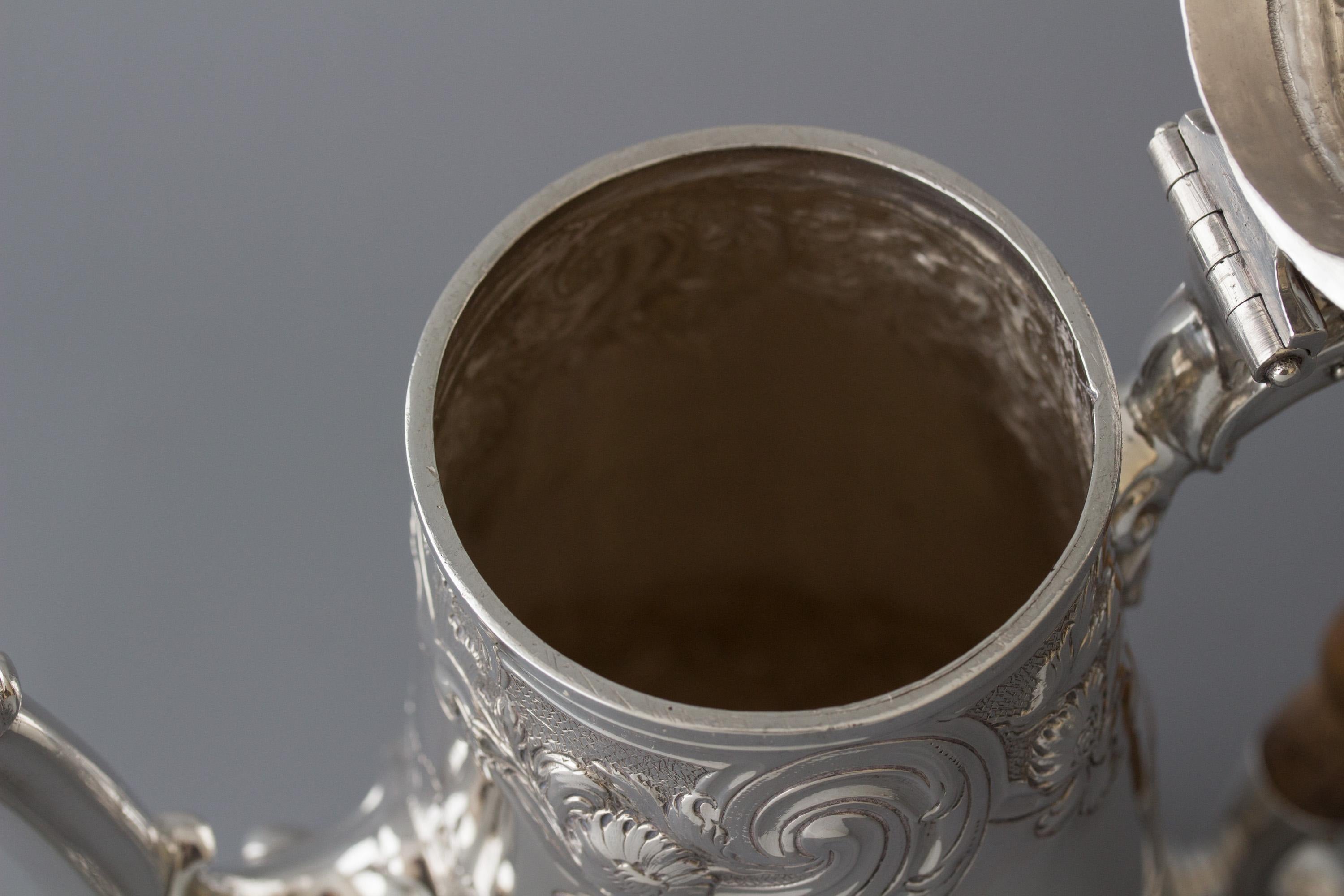 Sterling Silver George II Silver Coffee Pot, London 1752 by Samuel Courtauld