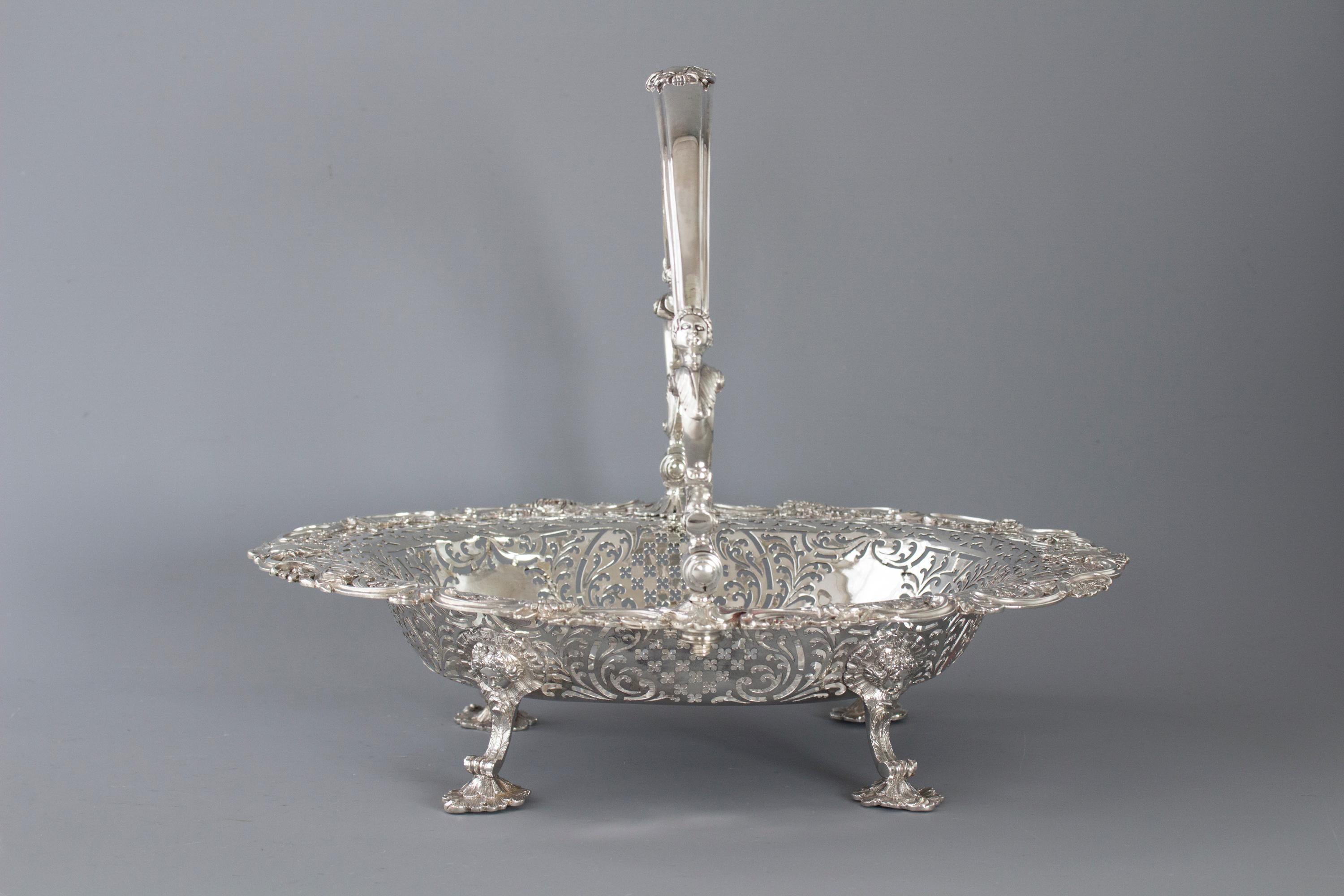 British George II Sterling Silver Basket, London, 1747 For Sale