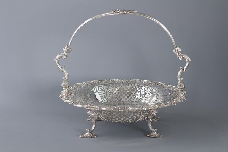Hand-Crafted George II Sterling Silver Basket, London, 1747 For Sale