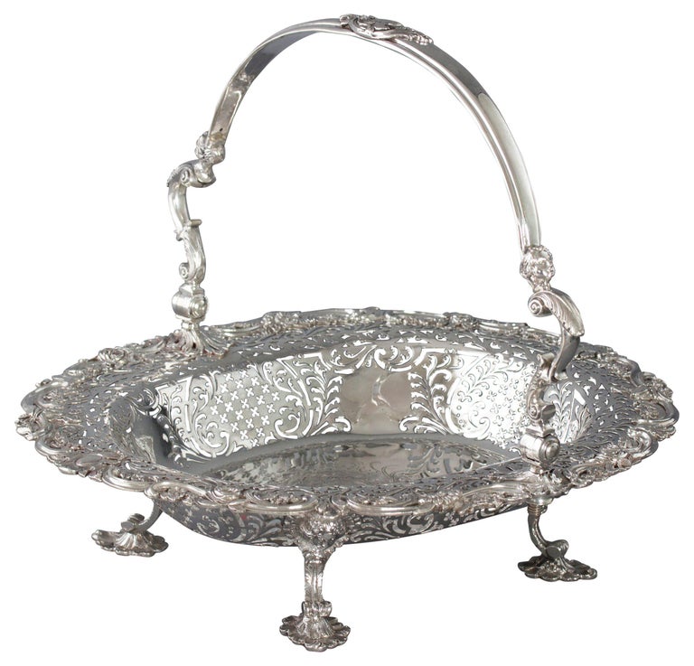 George II Sterling Silver Basket, London, 1747 For Sale