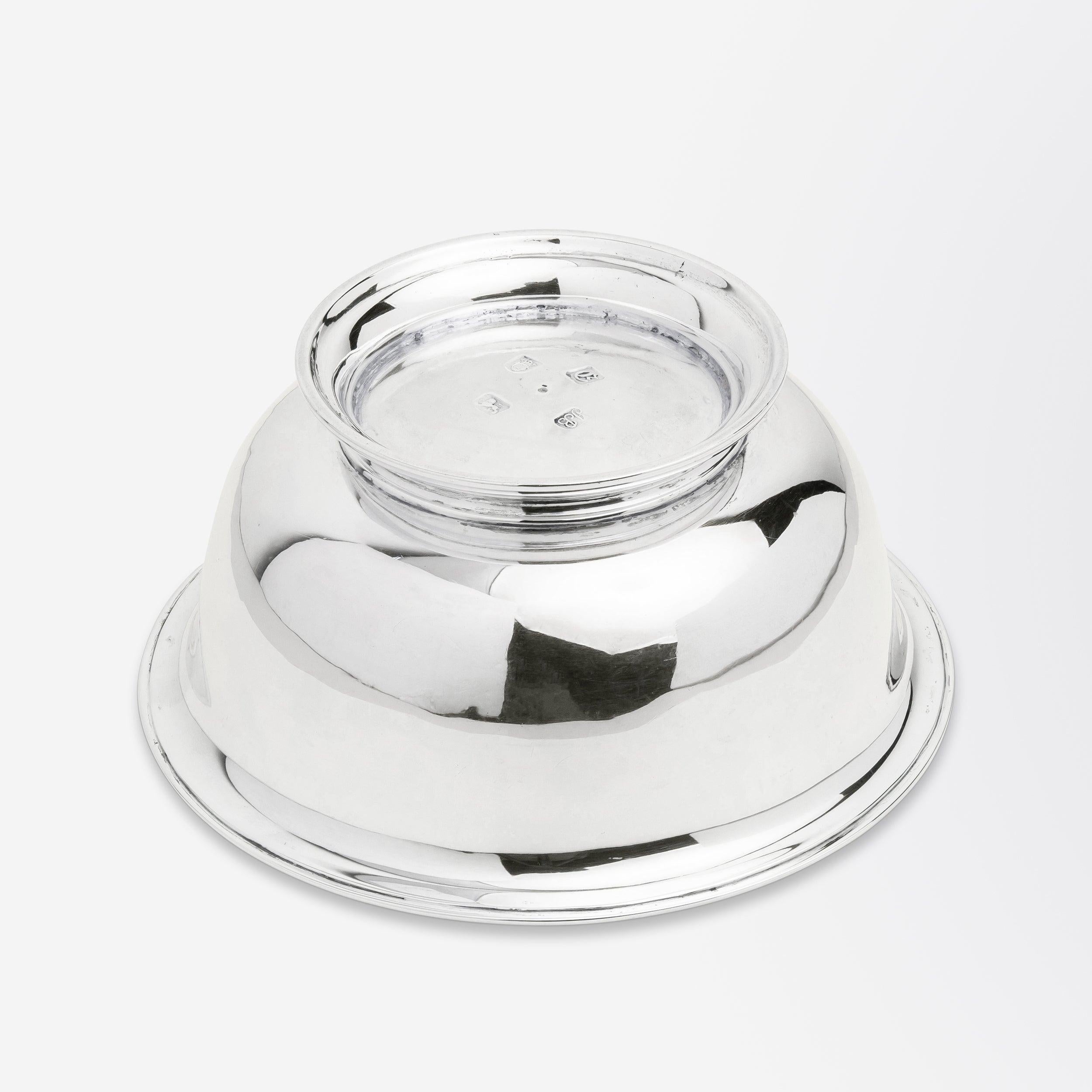 Georgian George II Sterling Silver Bowl by John Barbe For Sale