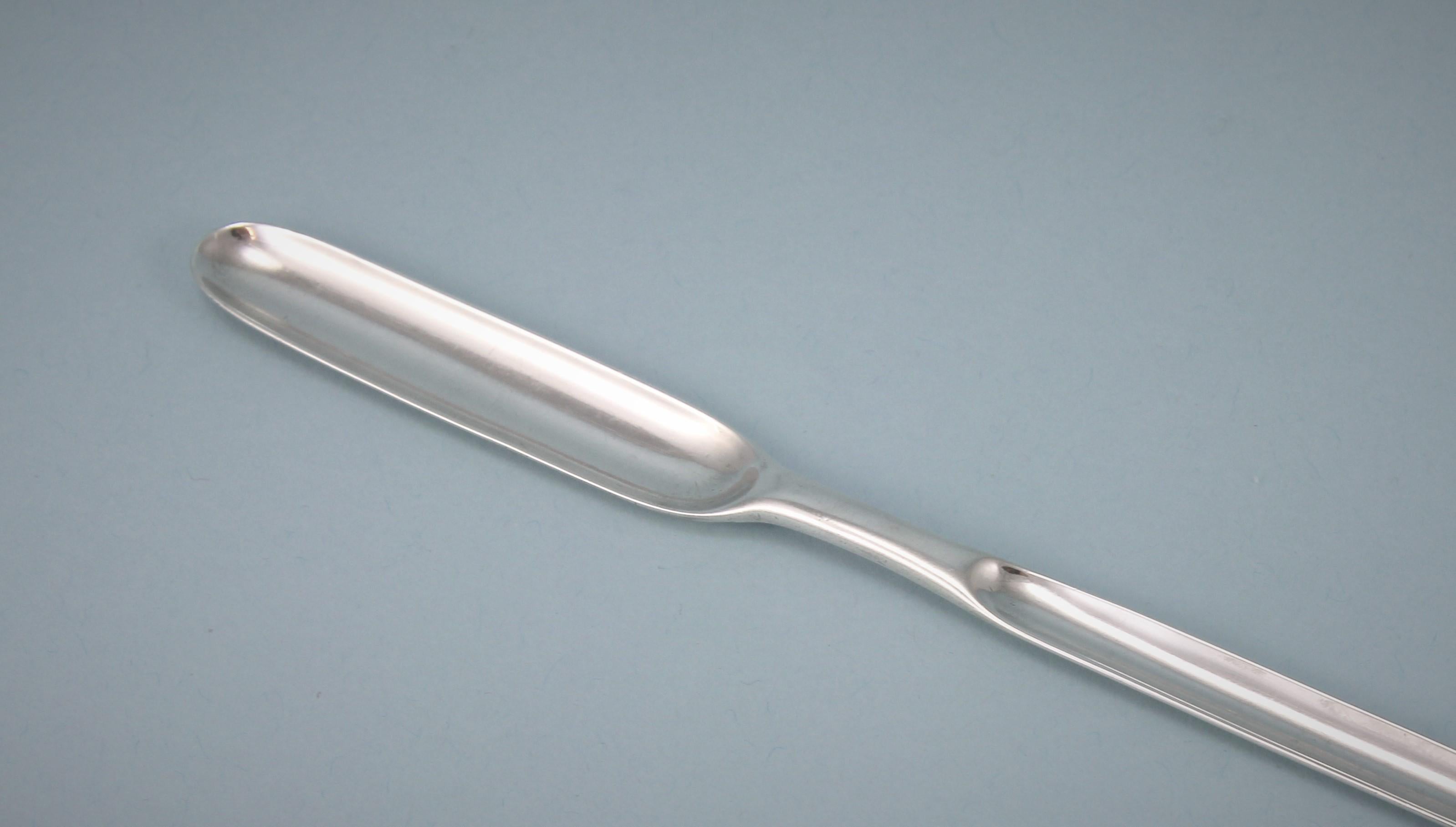 English George II Sterling Silver Marrow Scoop by John Langlands, Newcastle, circa 1758 For Sale