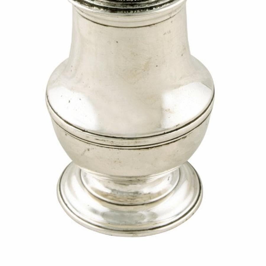 European George II Sterling Silver Pepper Caster, 18th Century For Sale