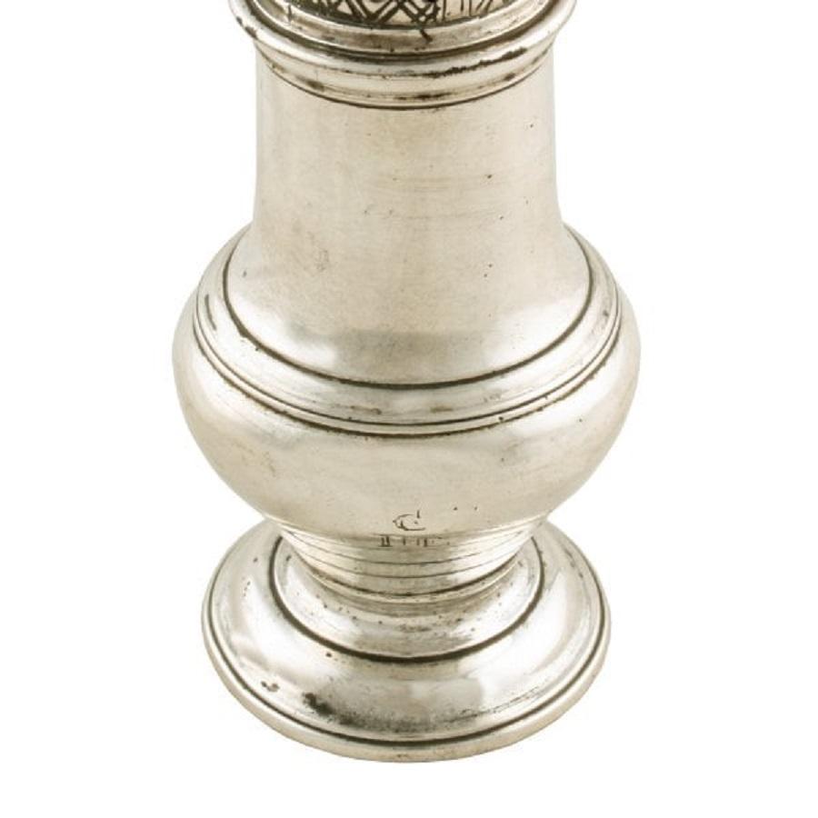 European George II Sterling Silver Pepper Caster, 18th Century For Sale