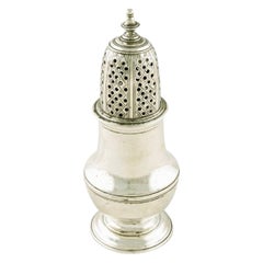 George II Sterling Silver Pepper Caster, 18th Century