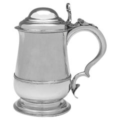 George II sterling silver tankard made in London in 1751 by Shaw & Priest