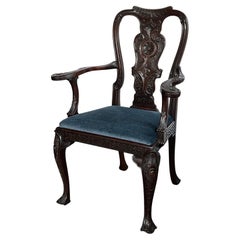George II Style Antique Carved Mahogany Arm Chair