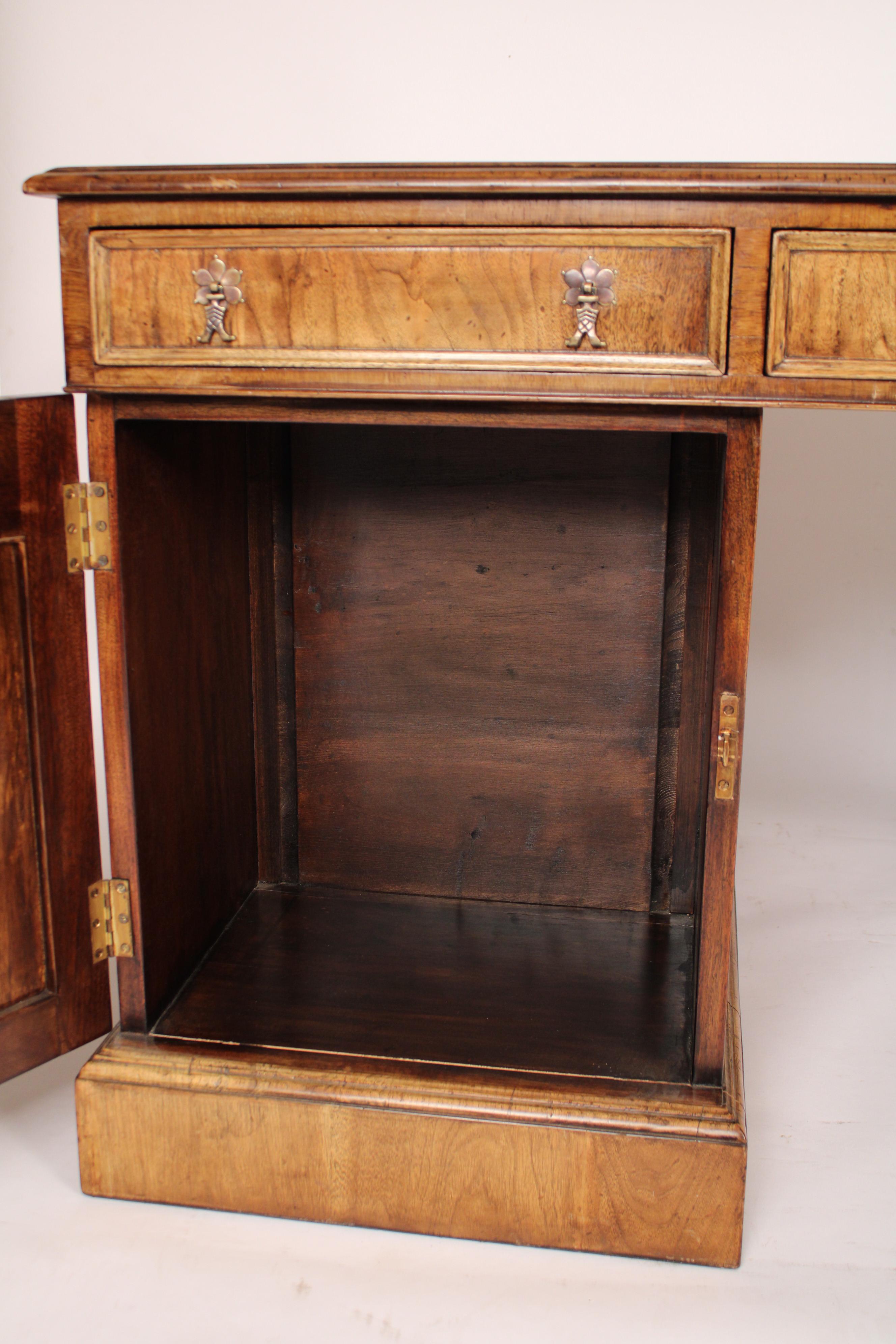 George II Style Burl Walnut Partners Desk Made by Burton Chang 10